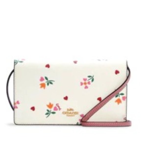 Coach Handbags - NWT Coach Anna Flap Leather Crossbody Clutch Wallet Handbag Pink White Floral
